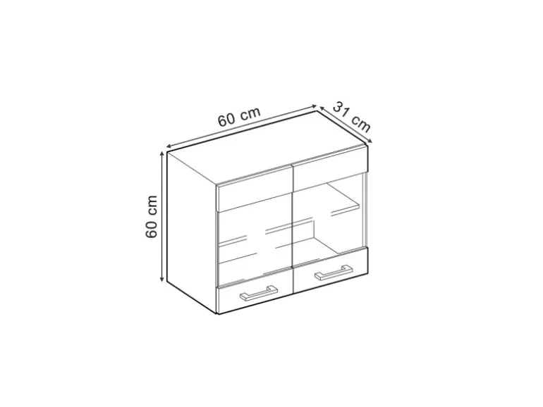 Vicco Küchenglasschrank R-Line Glashängeschrank Bordeaux Hochglanz/Weiß 60 cm