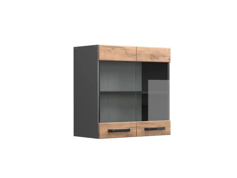 Vicco Küchenglasschrank R-Line Glashängeschrank Goldkraft Eiche/Anthrazit 60 cm