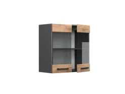 Vicco Küchenglasschrank R-Line Glashängeschrank Goldkraft Eiche/Anthrazit 60 cm