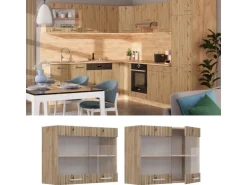 Vicco Küchenglasschrank R-Line Glashängeschrank Artisan-Eiche/Goldkraft Eiche 80 cm