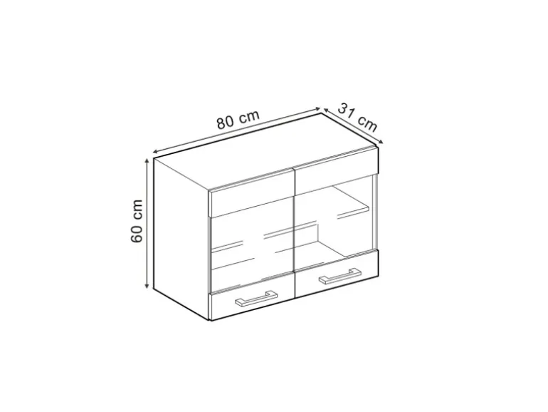 Vicco Küchenglasschrank R-Line Glashängeschrank Artisan-Eiche/Anthrazit 80 cm