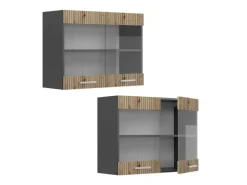 Vicco Küchenglasschrank R-Line Glashängeschrank Artisan-Eiche/Anthrazit 80 cm