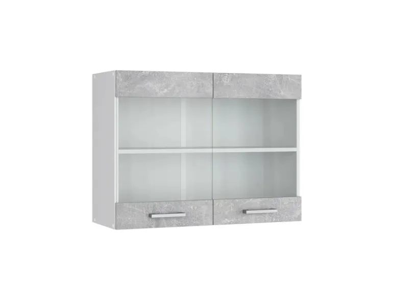 Vicco Küchenglasschrank R-Line Glashängeschrank Beton/Weiß 80 cm
