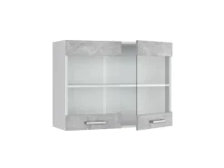 Vicco Küchenglasschrank R-Line Glashängeschrank Beton/Weiß 80 cm