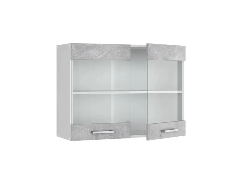 Vicco Küchenglasschrank R-Line Glashängeschrank Beton/Weiß 80 cm