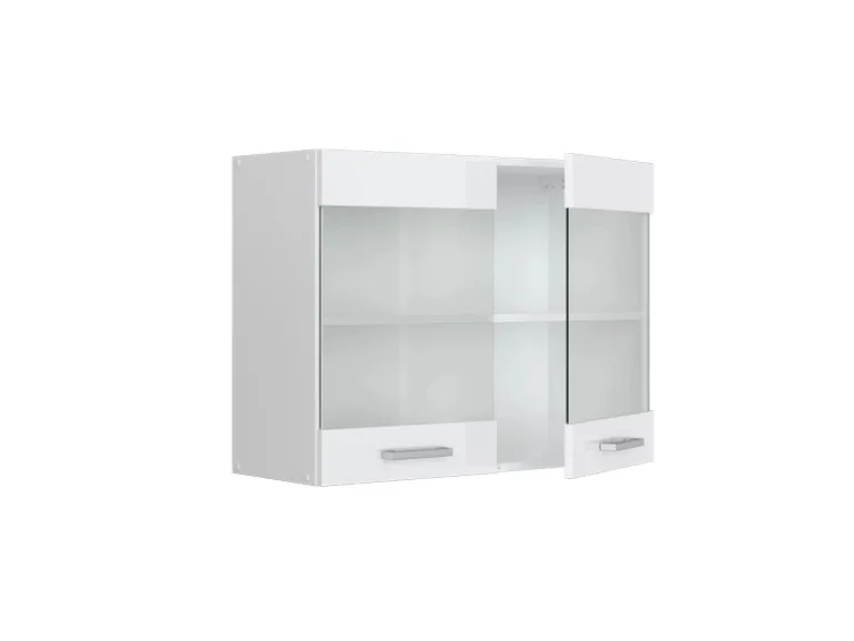 Vicco Küchenglasschrank R-Line Glashängeschrank Weiß Hochglanz/Weiß 80 cm