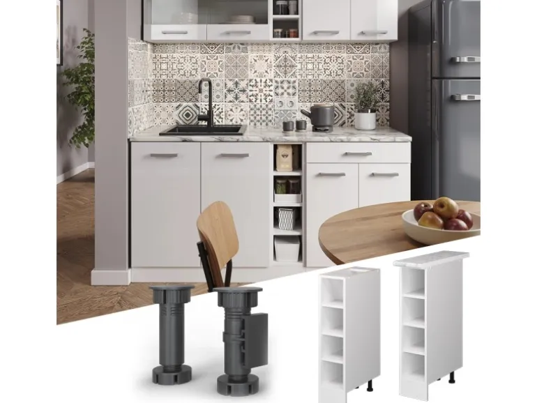 Vicco Küchenregal R-Line Offener Küchenschrank Weiß/Weiß 20 cm ohne Arbeitsplatte