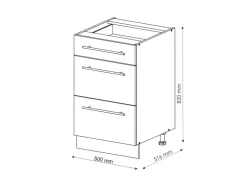 Vicco Küchenunterschrank Fame-Line Weiß Hochglanz/Weiß 50 cm ohne Arbeitsplatte