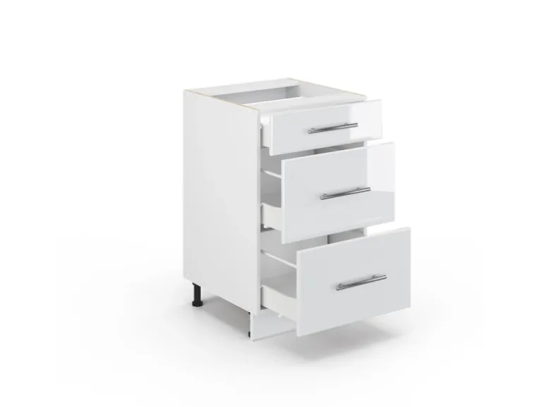 Vicco Küchenunterschrank Fame-Line Weiß Hochglanz/Weiß 50 cm ohne Arbeitsplatte