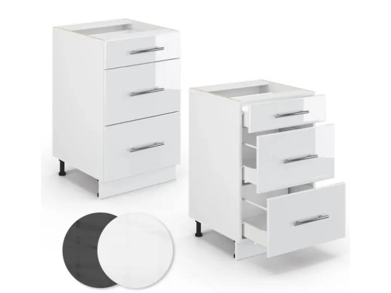 Vicco Küchenunterschrank Fame-Line Weiß Hochglanz/Weiß 50 cm ohne Arbeitsplatte