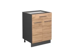 Vicco Küchenunterschrank Fame-Line Goldkraft Eiche/Anthrazit 60 cm mit Schublade ohne Arbeitsplatte