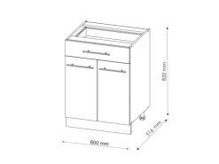 Vicco Küchenunterschrank Fame-Line Goldkraft Eiche/Anthrazit 60 cm mit Schublade ohne Arbeitsplatte