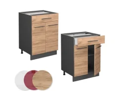 Vicco Küchenunterschrank Fame-Line Goldkraft Eiche/Anthrazit 60 cm mit Schublade ohne Arbeitsplatte