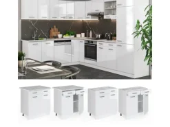 Vicco Küchenunterschrank R-Line Weiß Hochglanz/Weiß 80 cm ohne Arbeitsplatte