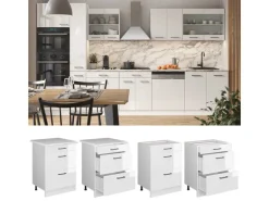 Vicco Küchenunterschrank R-Line Weiß Hochglanz/Weiß 60 cm mit Schubladen ohne Arbeitsplatte