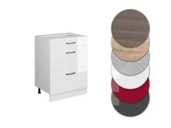 Vicco Küchenunterschrank R-Line Weiß Hochglanz/Weiß 60 cm mit Schubladen ohne Arbeitsplatte
