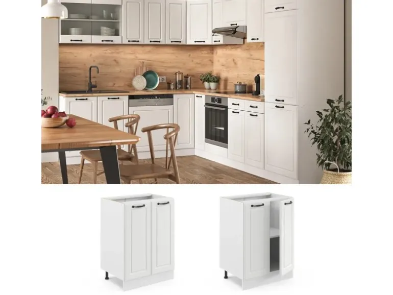 Vicco Küchenunterschrank R-Line Weiß Landhaus/Weiß 60 cm ohne Arbeitsplatte
