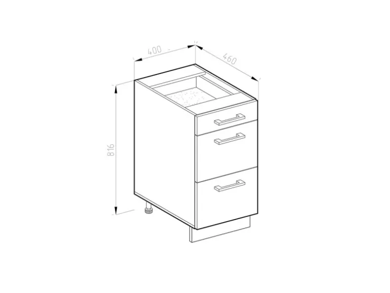 Vicco Küchenunterschrank R-Line Weiß Landhaus/Weiß 40 cm mit Schubladen ohne Arbeitsplatte