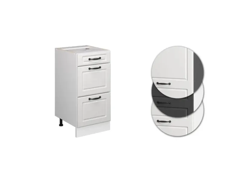 Vicco Küchenunterschrank R-Line Weiß Landhaus/Weiß 40 cm mit Schubladen ohne Arbeitsplatte