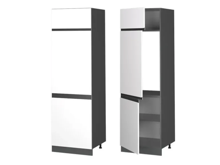 Vicco Kühlumbauschrank R-Line Hochschrank für die Küche Weiß/Anthrazit 60 cm J-Shape