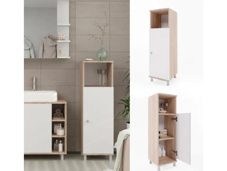Vicco Midischrank Fynn Sonoma/Weiß 30 x 95 cm