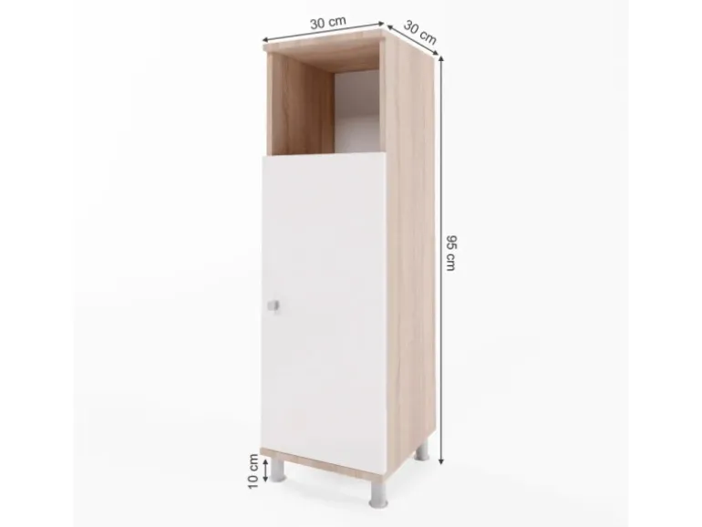 Vicco Midischrank Fynn Sonoma/Weiß 30 x 95 cm