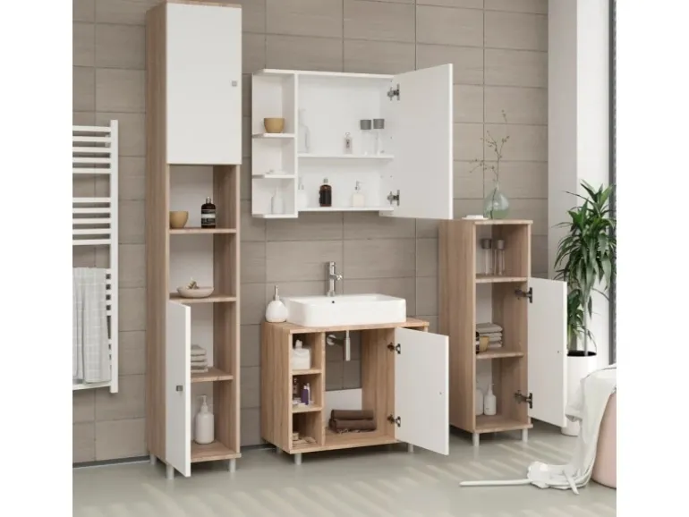Vicco Midischrank Fynn Sonoma/Weiß 30 x 95 cm