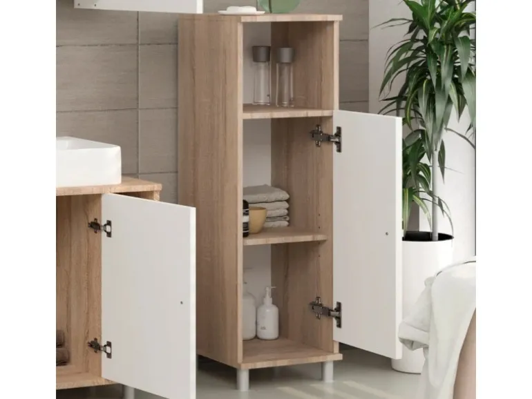 Vicco Midischrank Fynn Sonoma/Weiß 30 x 95 cm