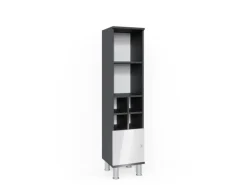 Vicco Midischrank Fynn Weiß Hochglanz/Anthrazit 30 x 131 cm Kleine Tür