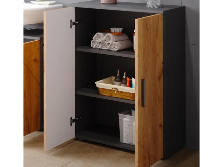 Vicco Midischrank Irma Anthrazit/Goldkraft Eiche 60 x 81 cm