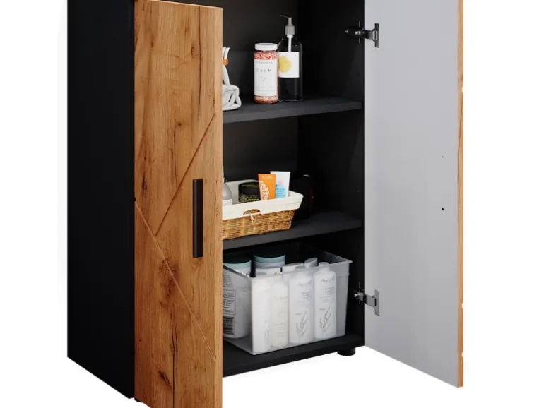 Vicco Midischrank Irma Anthrazit/Goldkraft Eiche 60 x 81 cm