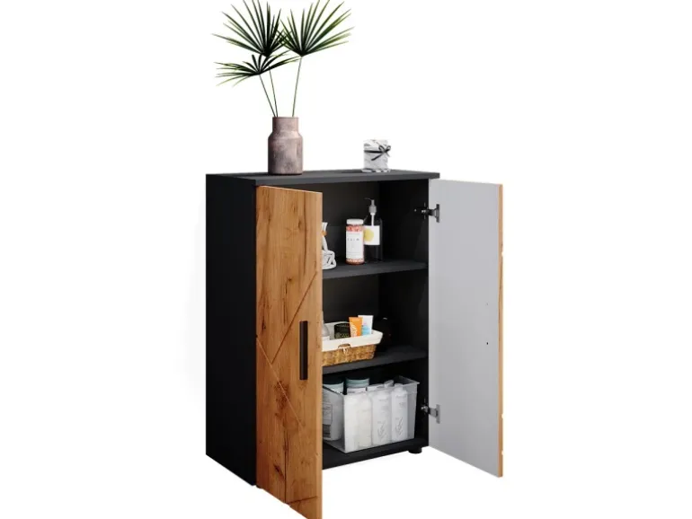 Vicco Midischrank Irma Anthrazit/Goldkraft Eiche 60 x 81 cm