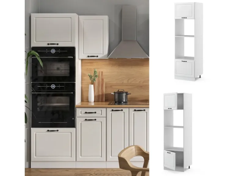 Vicco Mikrowellenschrank R-Line Küchenregal für die Mikrowelle Weiß Landhaus/Weiß 60 cm