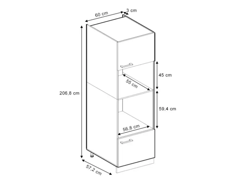 Vicco Mikrowellenschrank R-Line Küchenregal für die Mikrowelle Weiß Landhaus/Weiß 60 cm