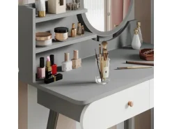 Vicco Schminktisch Edda Grau 80 cm mit LED Beleuchtung und Hocker