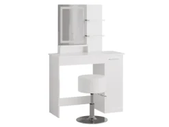 Vicco Schminktisch Julia Weiß 90 cm mit LED-Spiegel und Hocker