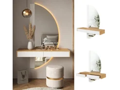 Vicco Schminktisch Melisa Weiß/Eiche 120 cm mit LED Beleuchtung