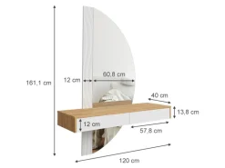 Vicco Schminktisch Melisa Weiß/Eiche 120 cm mit LED Beleuchtung