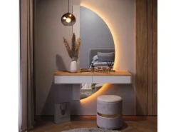 Vicco Schminktisch Melisa Weiß/Eiche 120 cm mit LED Beleuchtung