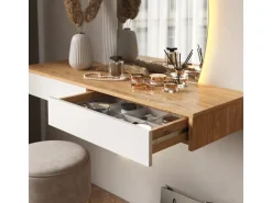 Vicco Schminktisch Melisa Weiß/Eiche 120 cm mit LED Beleuchtung