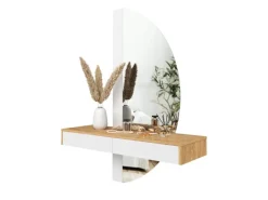 Vicco Schminktisch Melisa Weiß/Eiche 120 cm mit LED Beleuchtung