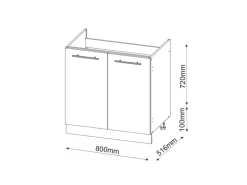 Vicco Spülenunterschrank Fame-Line Grün-Gold Landhaus/Anthrazit 80 cm ohne Arbeitsplatte