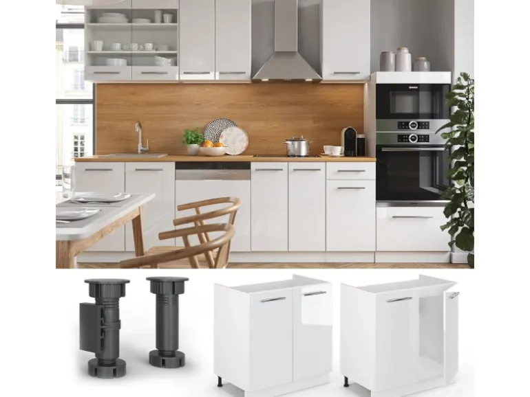 Vicco Spülenunterschrank Fame-Line Weiß Hochglanz/Weiß 80 cm ohne Arbeitsplatte