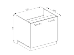 Vicco Spülenunterschrank R-Line Goldkraft Eiche/Anthrazit 80 cm J-Shape ohne Arbeitsplatte