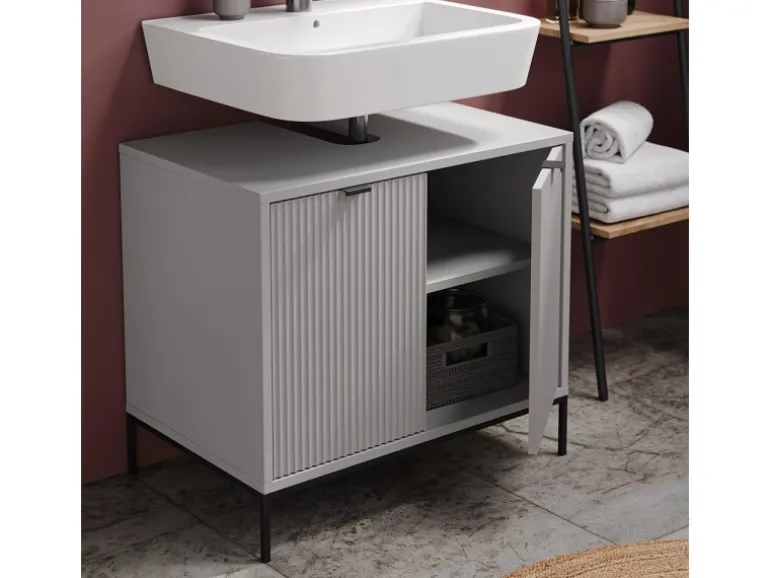 Vicco Waschbeckenunterschrank Eliza Grau 70 x 63 cm mit Türen und Schublade
