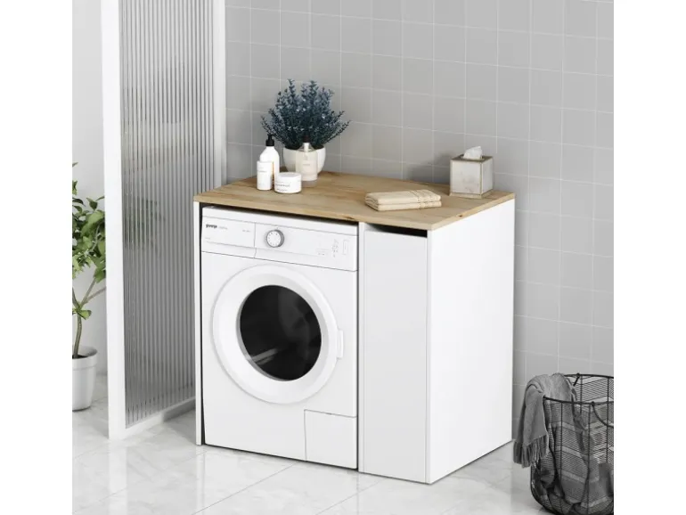 Vicco Waschmaschinenschrank Viktor Weiß 94 x 89 cm mit 3 Fächer