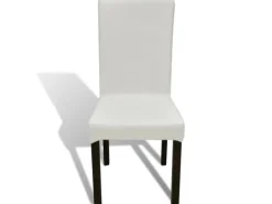 vidaXL 6 Stk. Creme Stuhlhussen Gerade Dehnbar