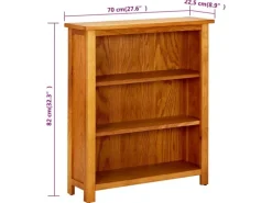 vidaXL Bücherregal 3 Fächer 70x22,5x82 cm Massivholz Eiche