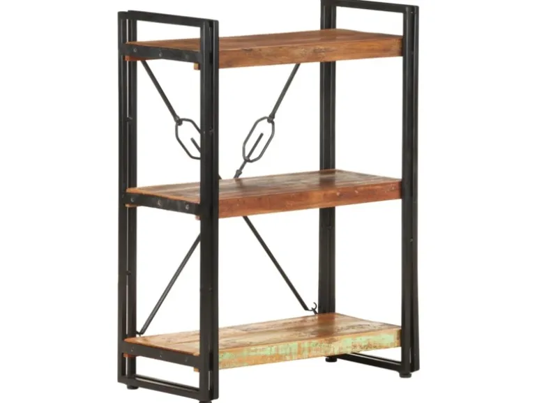 vidaXL Bücherregal 3 Fächer 60x30x80 cm Altholz Massiv