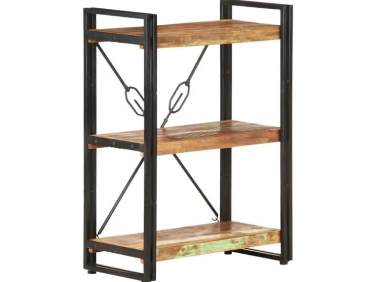 vidaXL Bücherregal 3 Fächer 60x30x80 cm Altholz Massiv